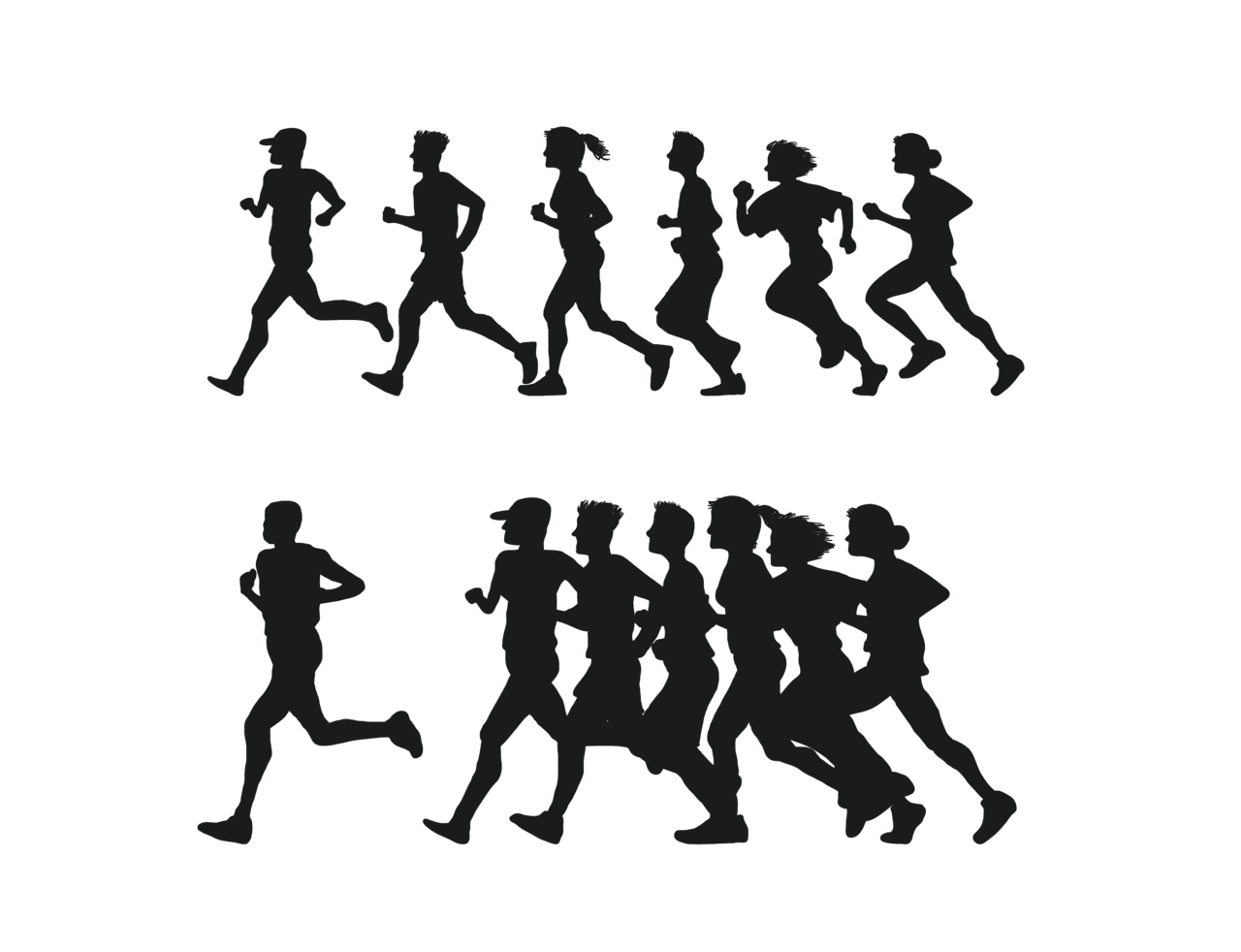 Running silhouette run clipart vector black people fitness