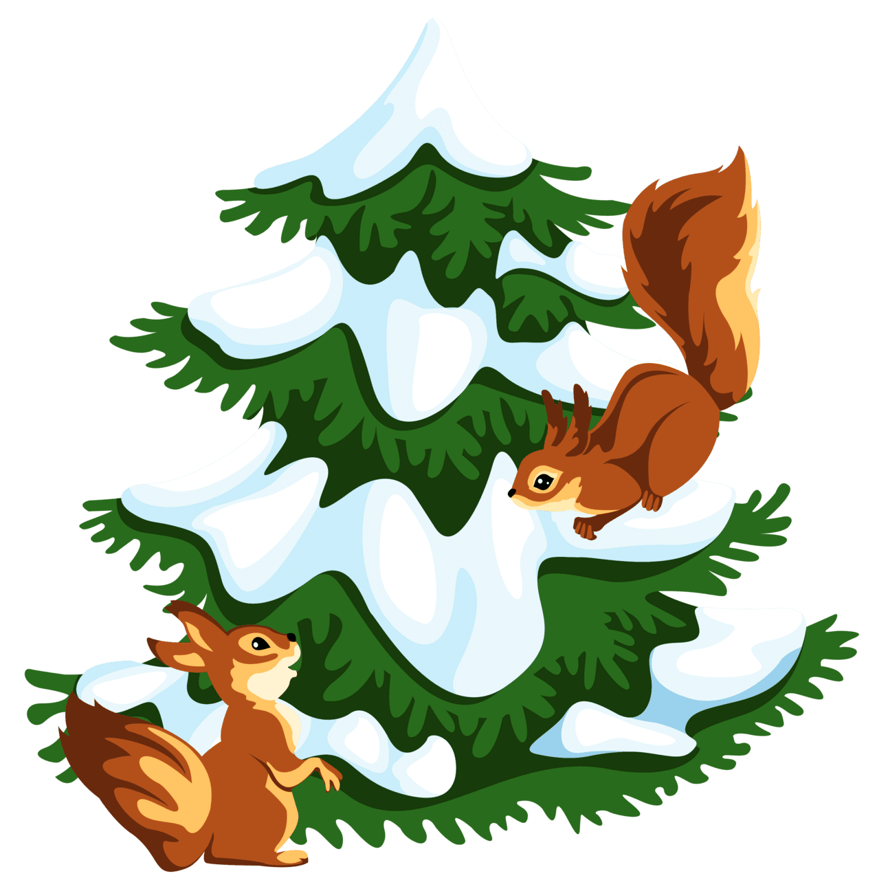 Snowy tree with squirrel clipart background