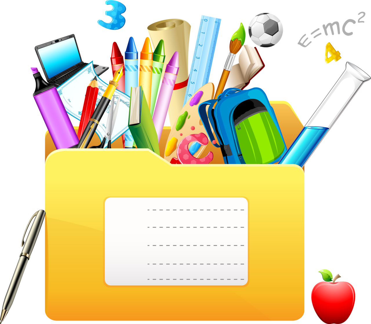 School supplies pin page clipart vector 2