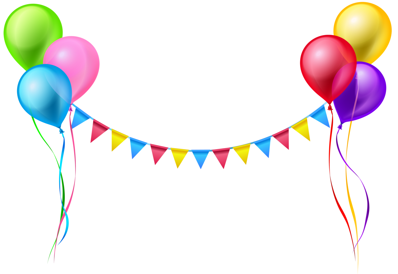 Celebration streamer and balloons clipart image