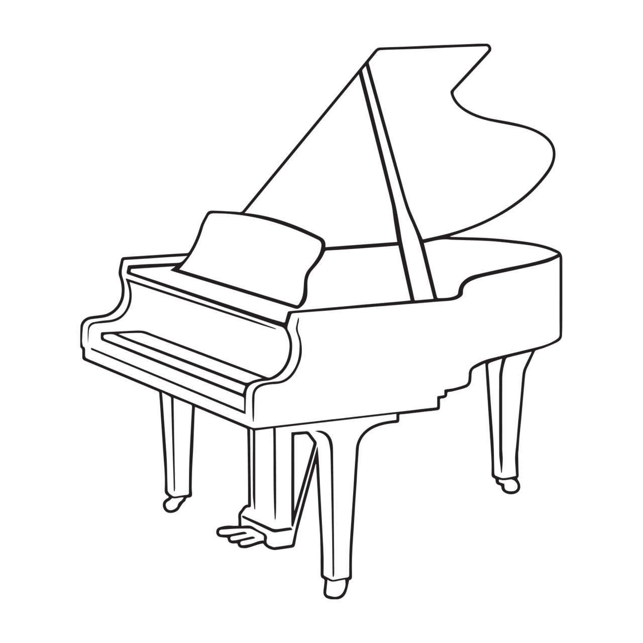 Grand piano outline clipart for cricut cut silhouette dxf background