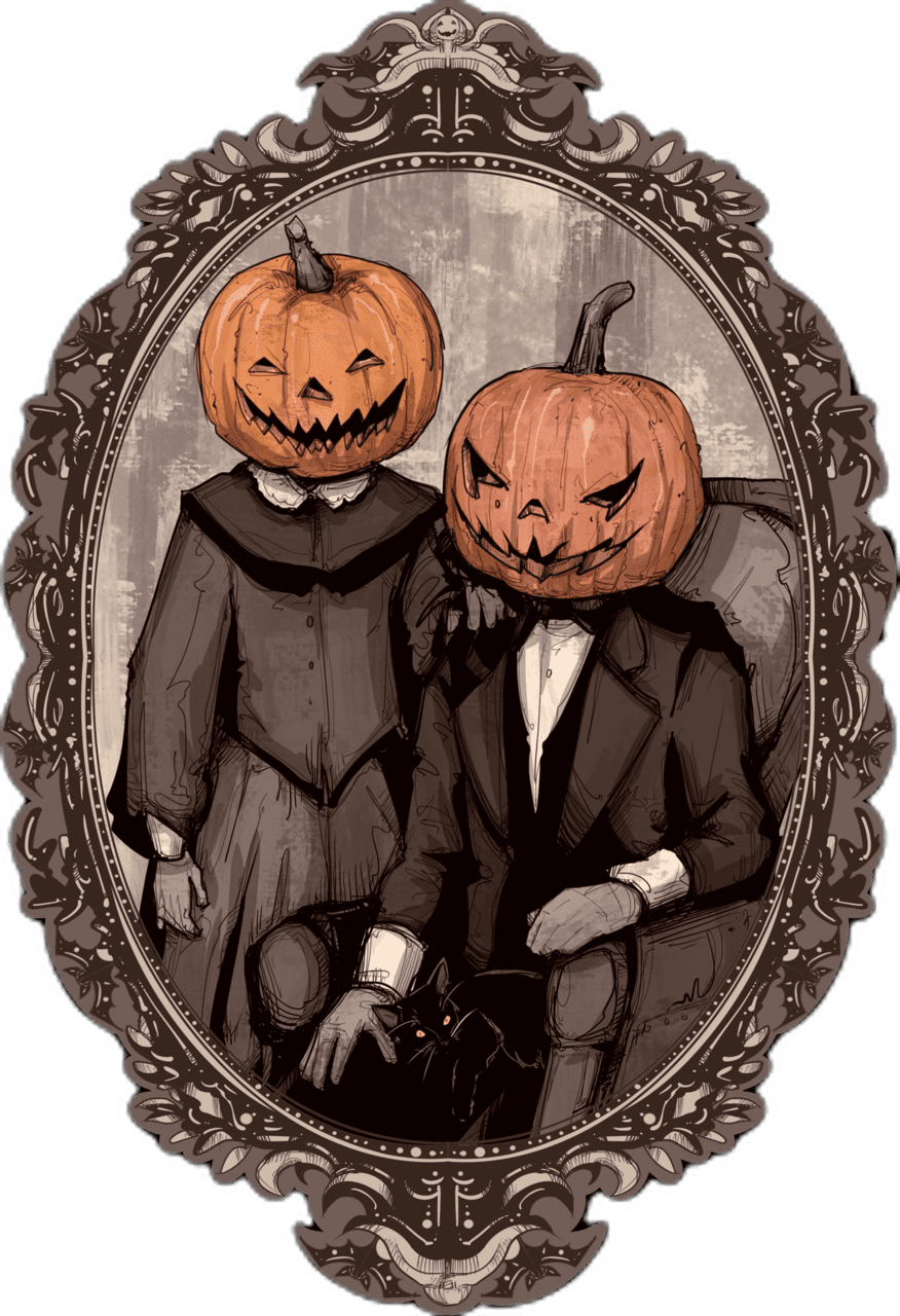 Jack lantern victorian halloween art pr poster home decor wall digital clipart image