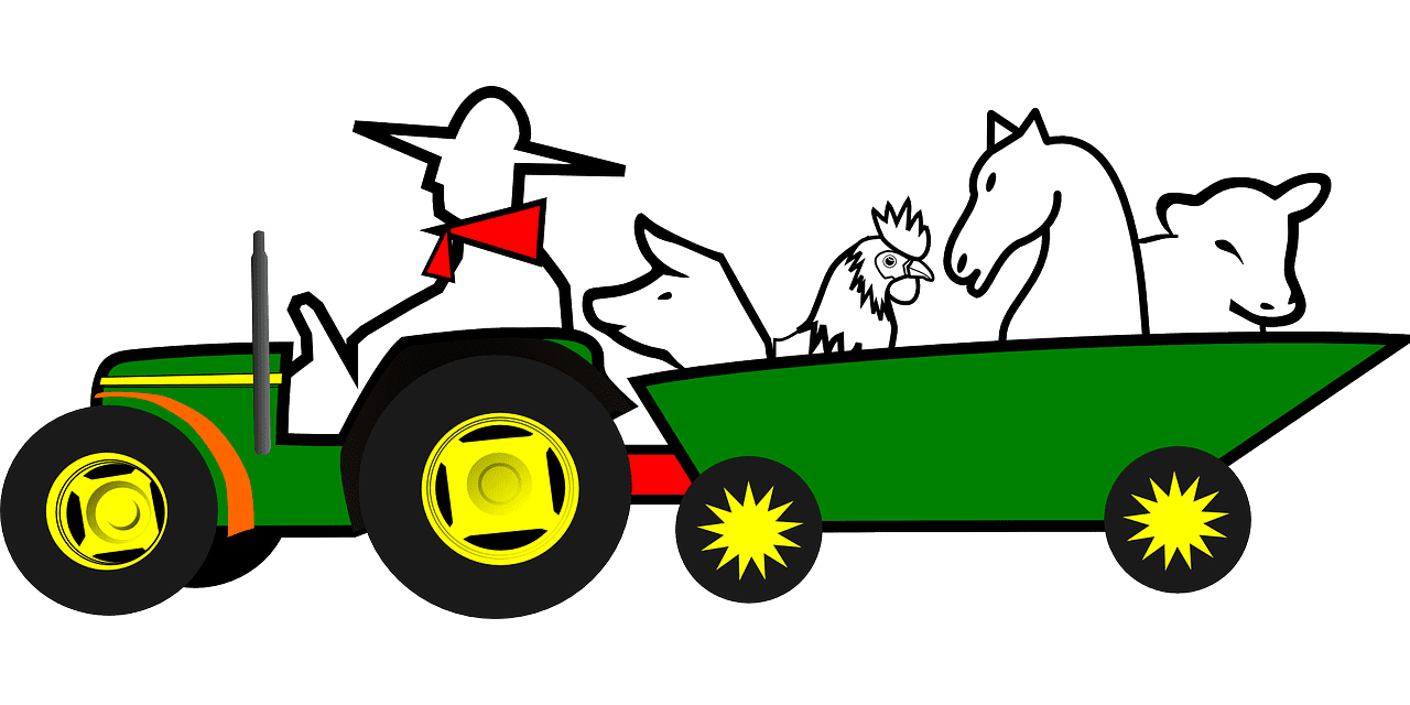 Photo of farmer animals car farm green from clipart