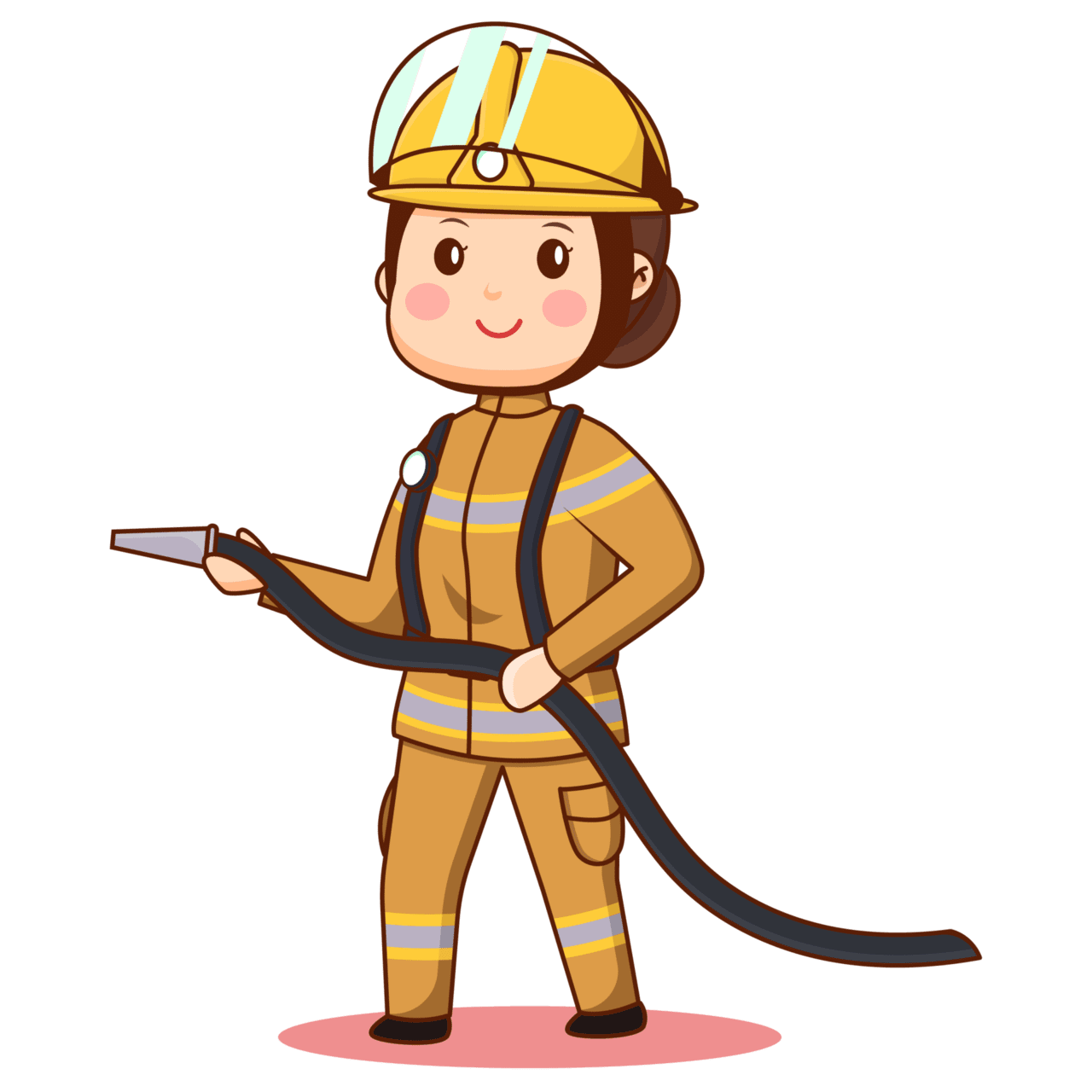 Cute cartoon female firefighter character clipart picture