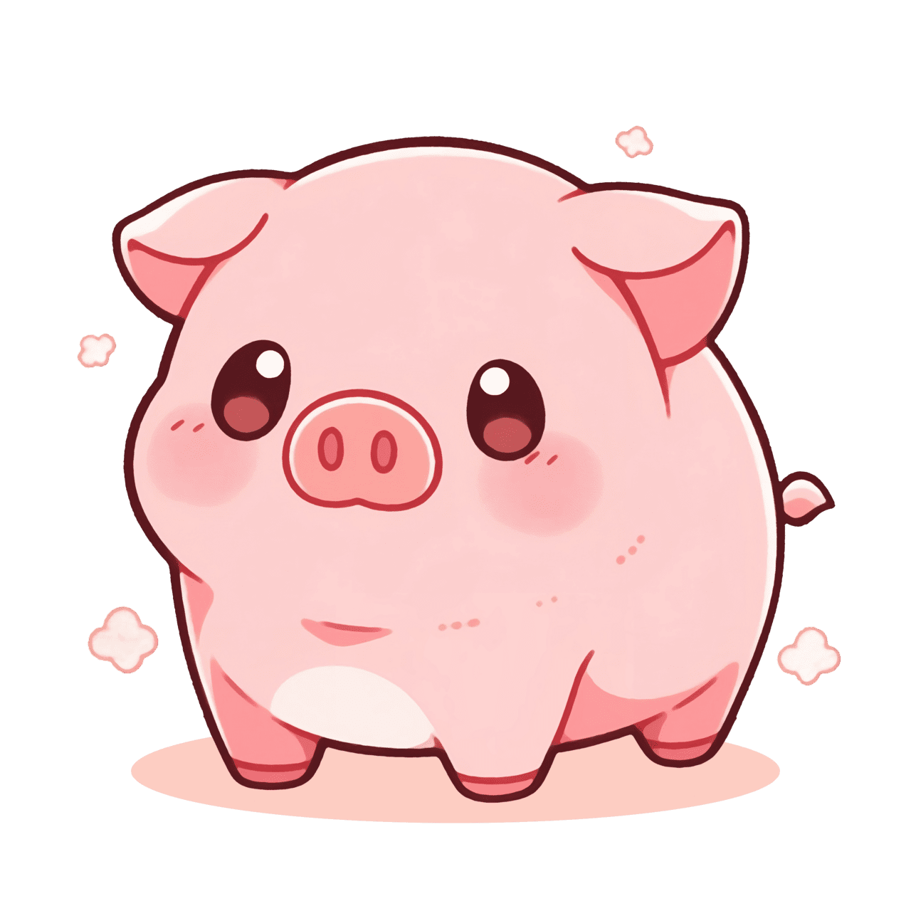 Cute kawaii pink baby pig piglet sticker clipart image