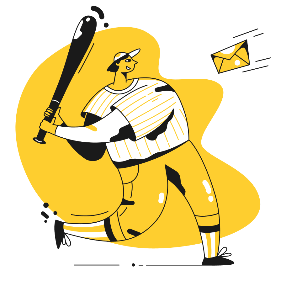 Baseball bat player hitt an envelope with clipart image