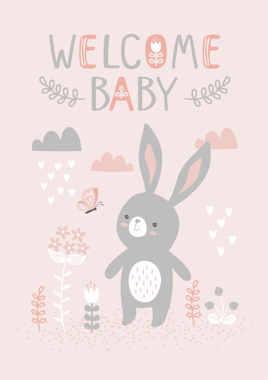 Welcome wel baby girl greeting card clipart vector