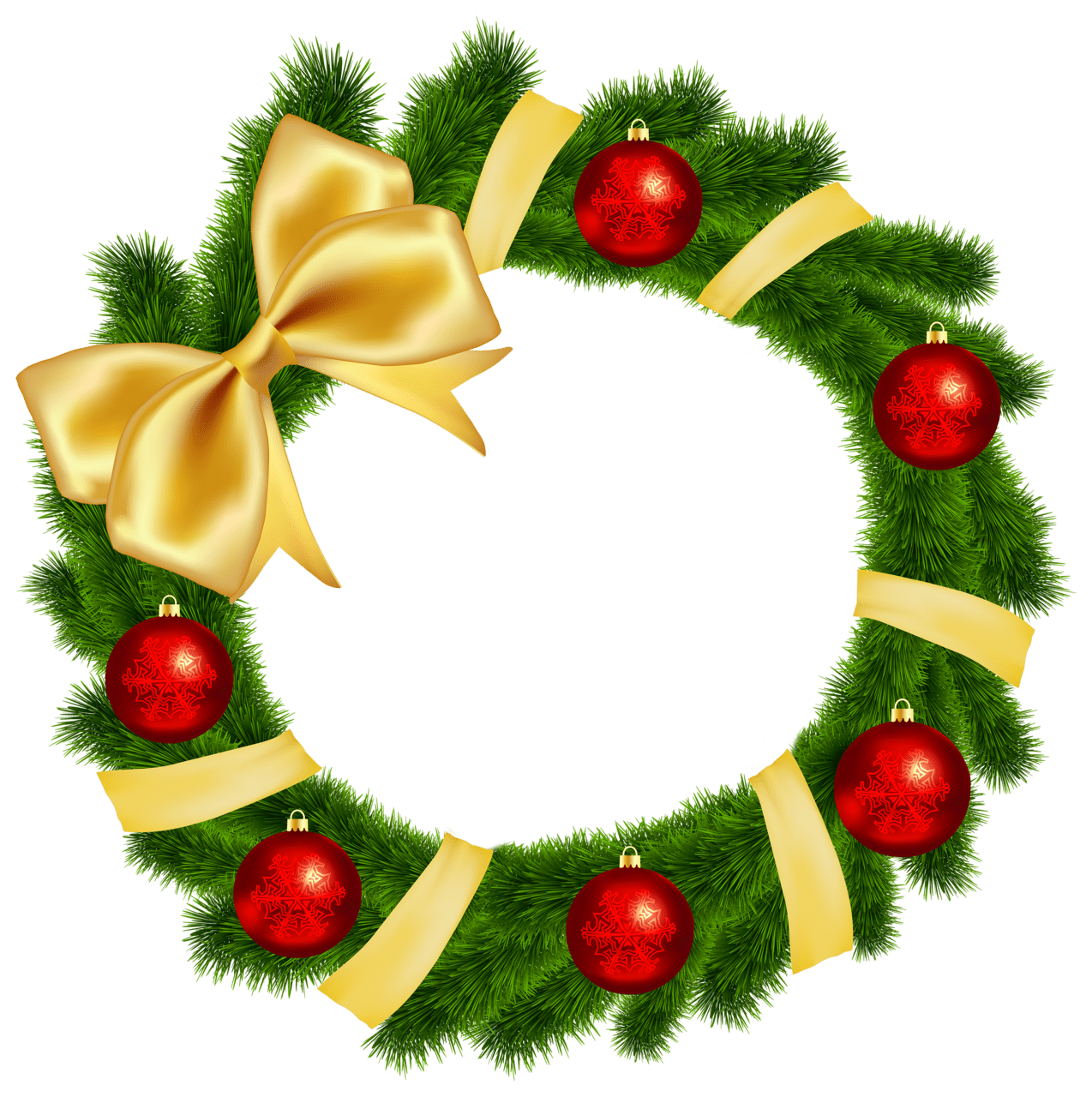 Christmas wreath with yellow bow clipart image