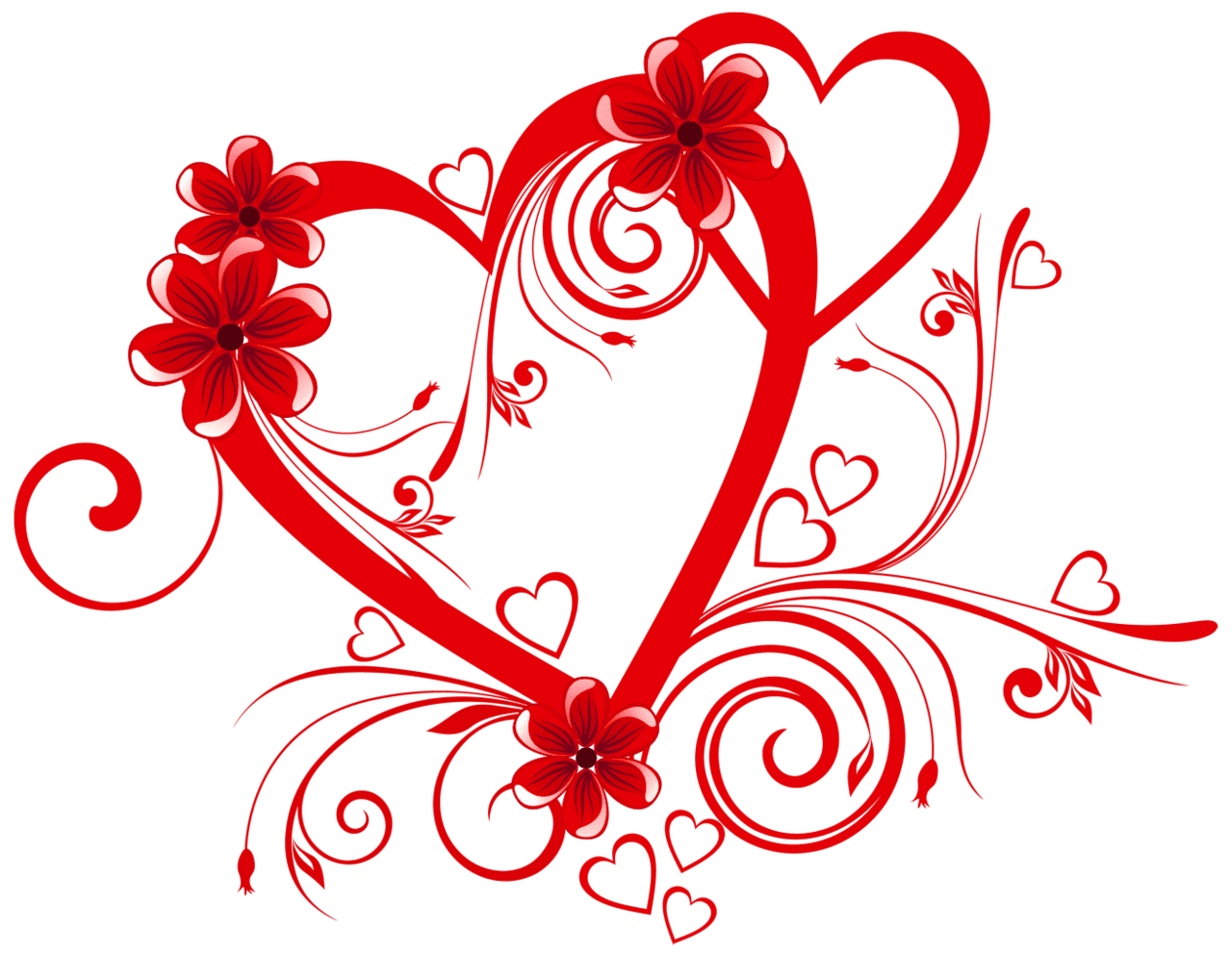 Love heart with flowers clipart transparent