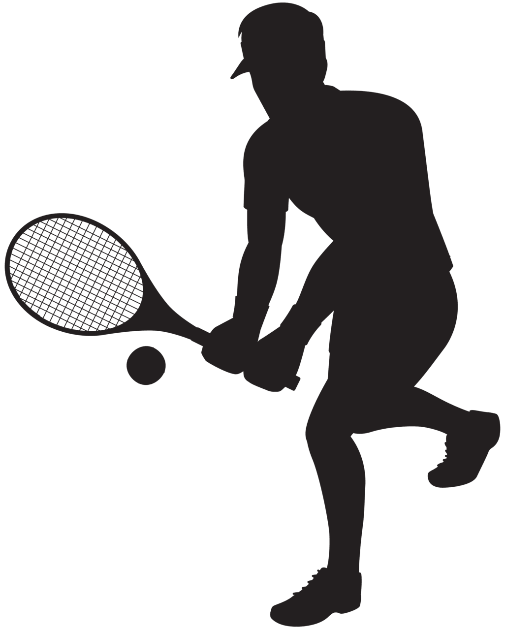 Sports tennis player silhouette clipart image