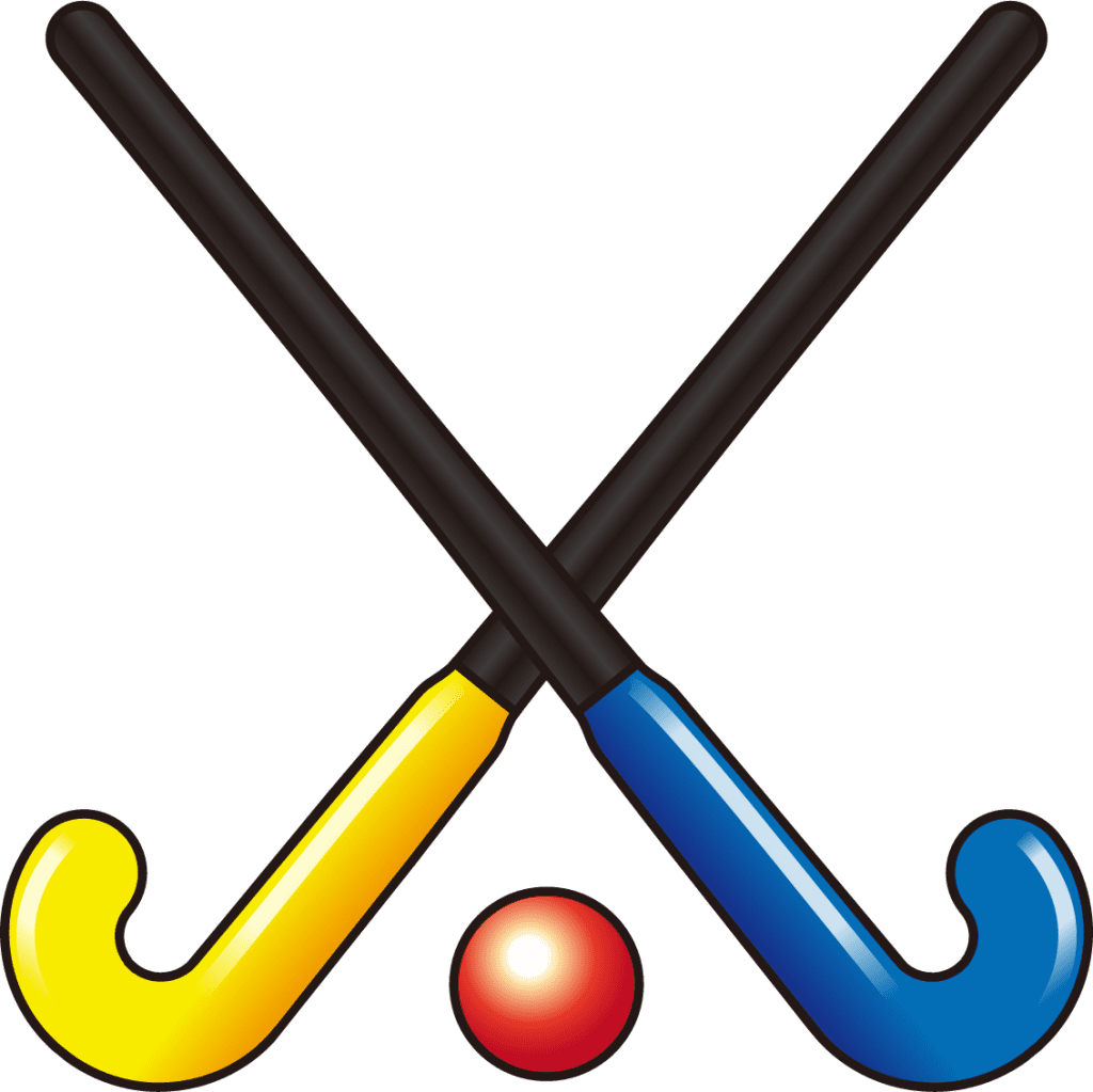 Field hockey stick and ball emoji for clipart vector