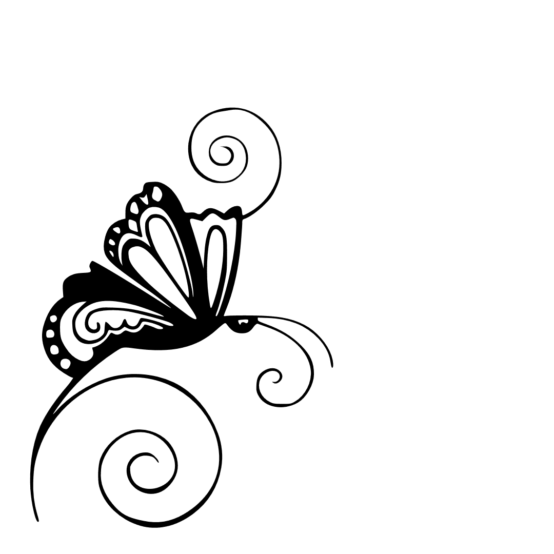 Butterfly black and white cutting of swirls clipart logo