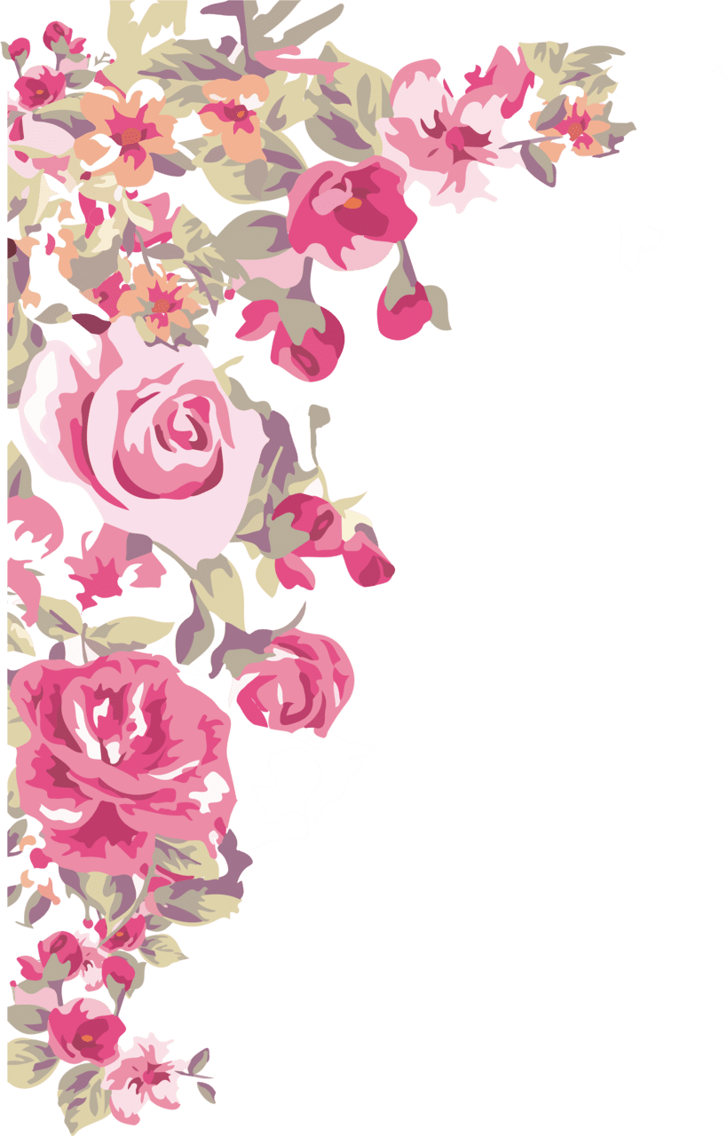 Flower border painted transprent design corner image with no backgroud key clipart