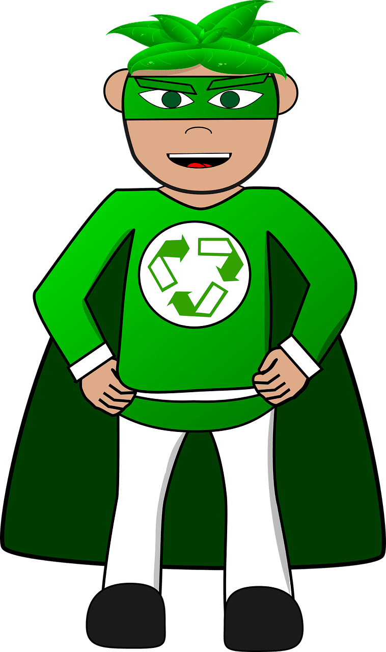 Superhero green recycle vector graphic clipart