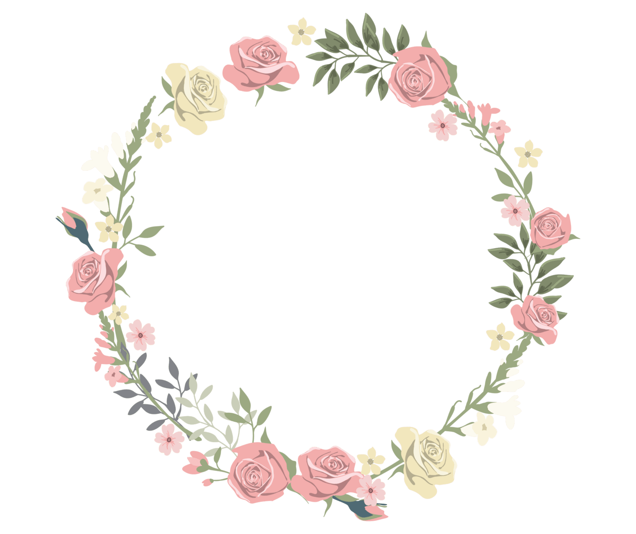 Flower border rose decorative circular round clipart background