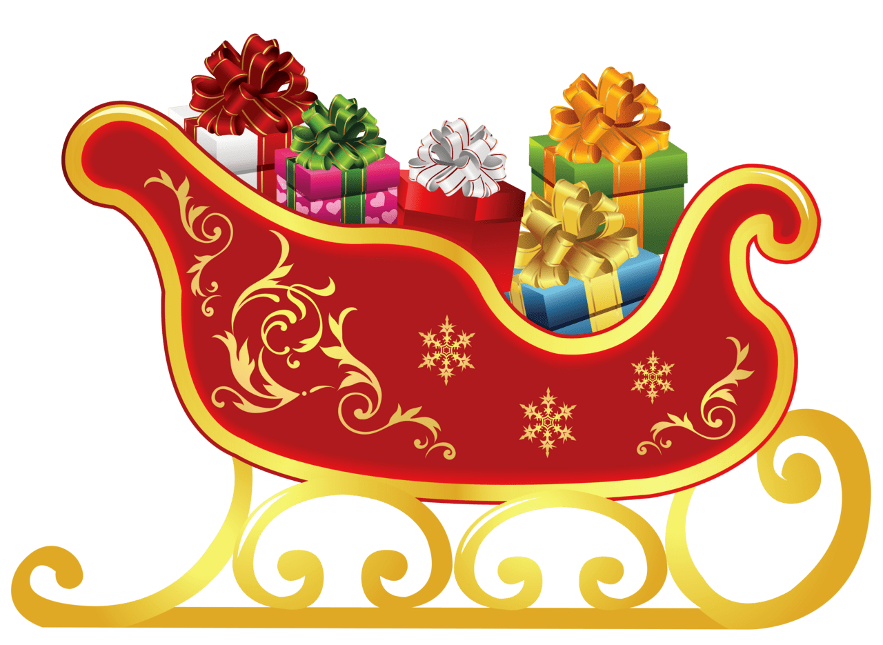 Christmas present sleigh clipart logo