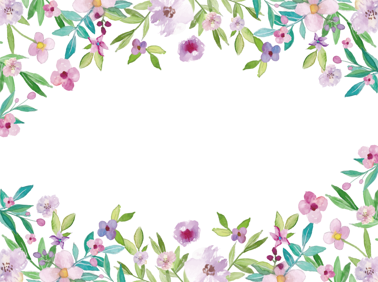 Watercolor flower border clipart free