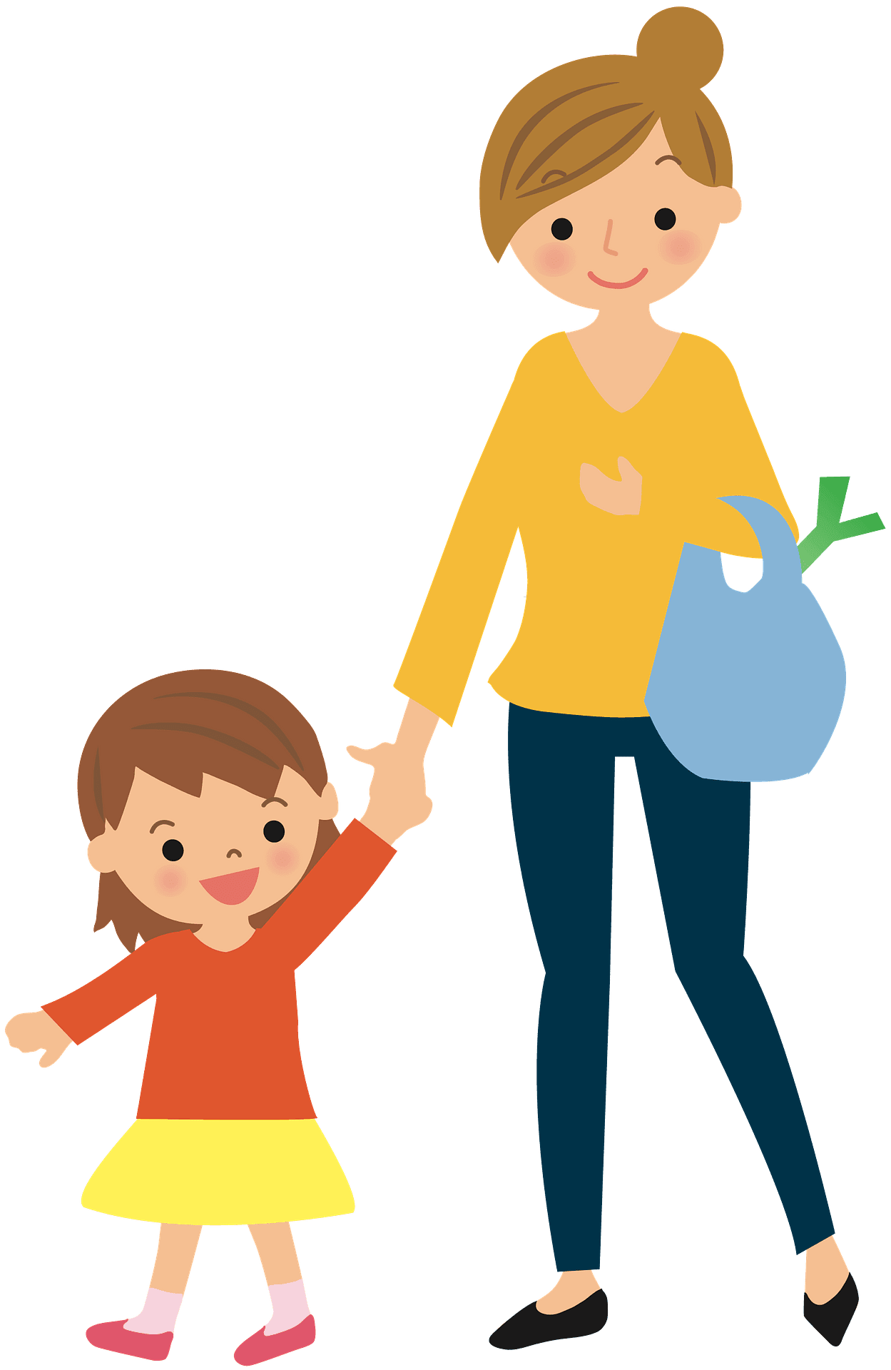 Mom shopping with mother vector clipart images