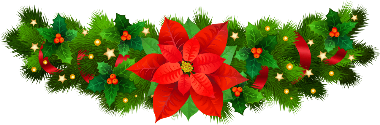 Holly christmas decorative with poinsettia clipart image