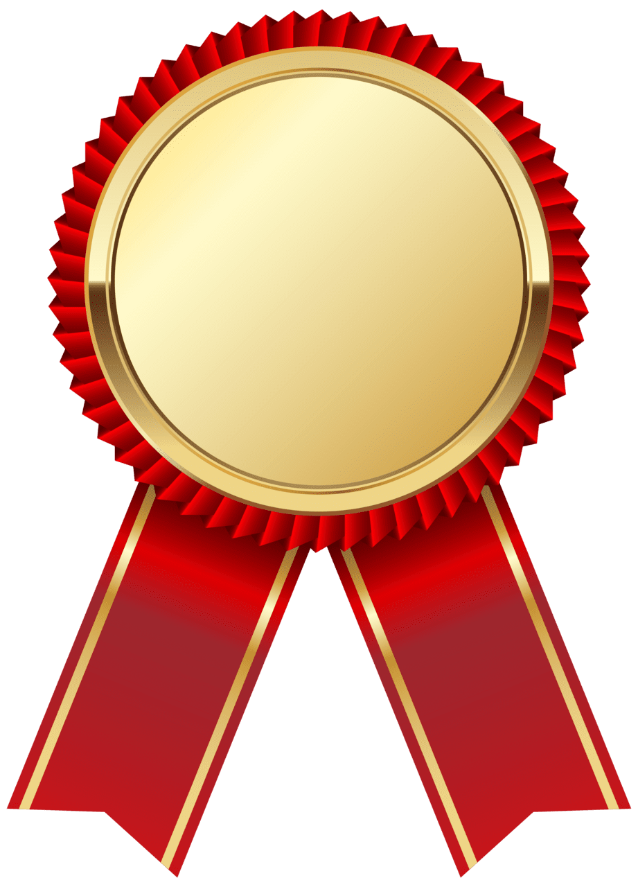 Trophy gold medal with red ribbon clipart picture