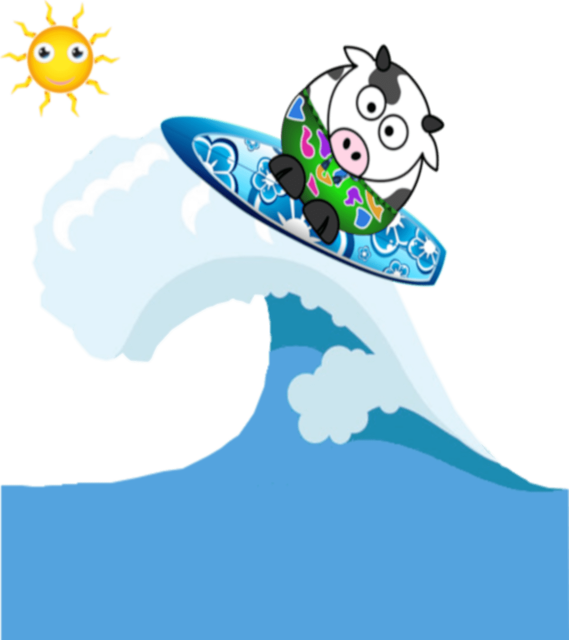 Surfboard funny surf cow clipart photo