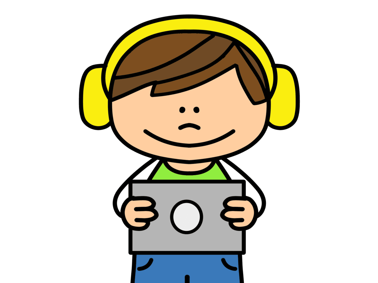 Headphones boy with ipad clipart image