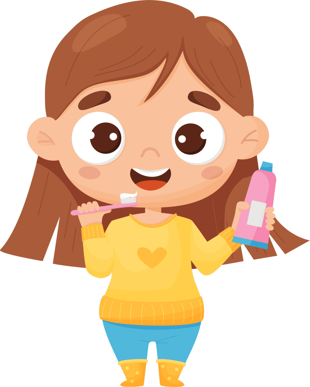 Brush teeth child girl brushing her clipart free