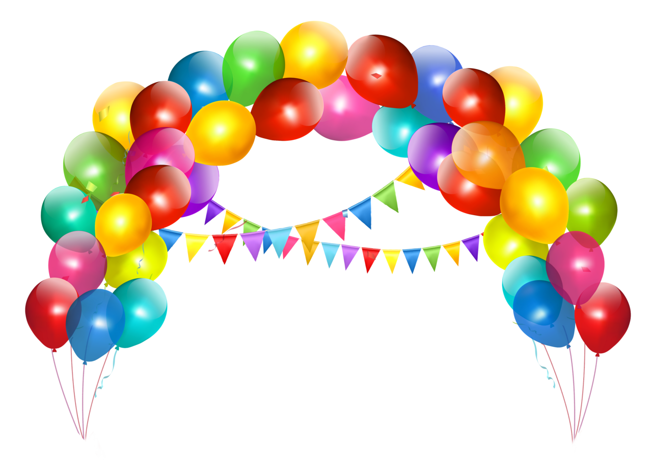 Celebration balloon arch with decoration clipart image