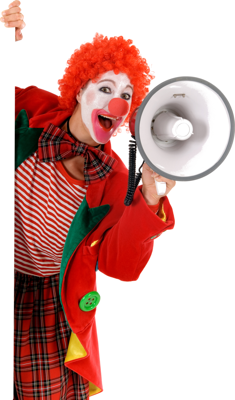 Megaphone clown clipart logo