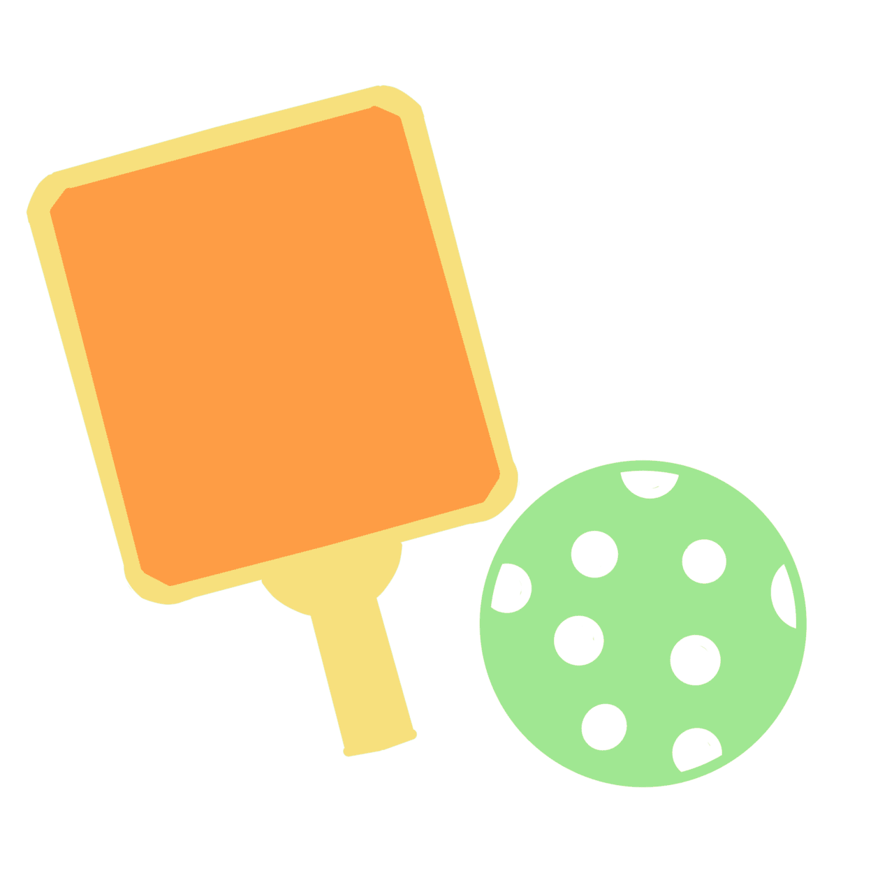 Pickleball paddle and ball clipart transparent