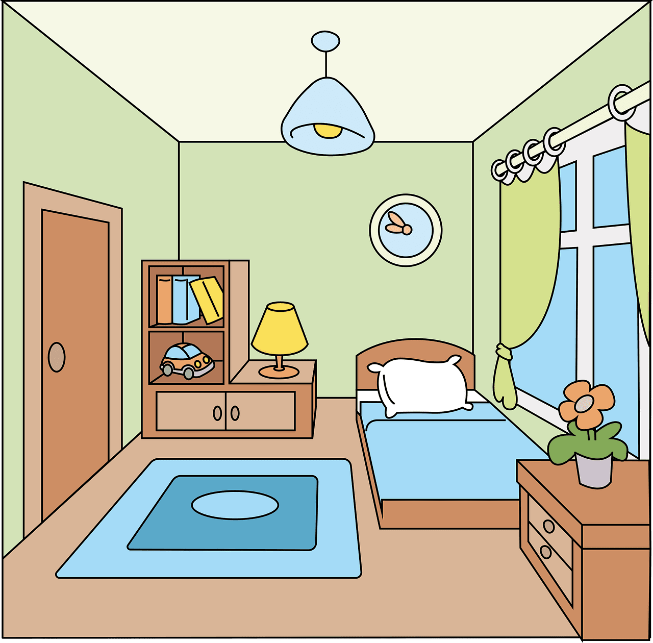 Bedroom interior modern design vector graphic clipart