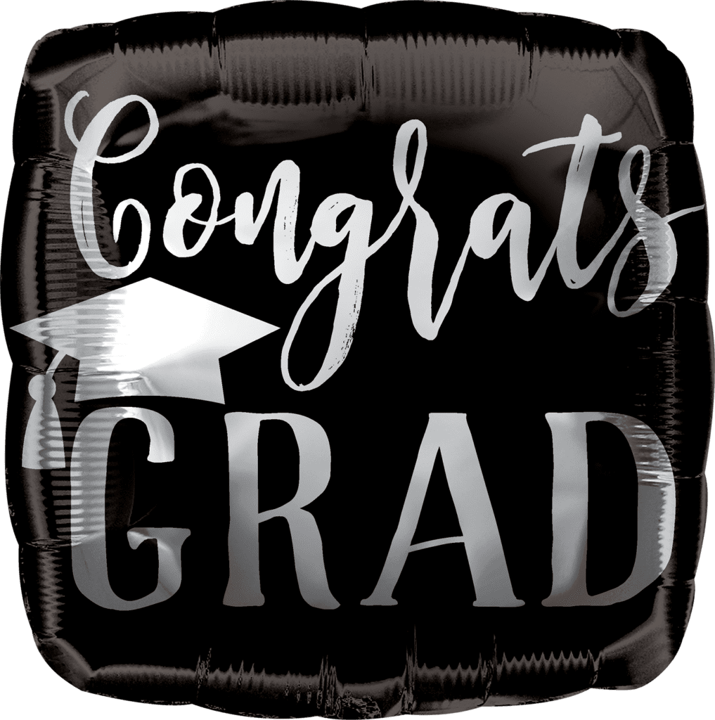 Congrats grad silver black balloons more clipart clip art