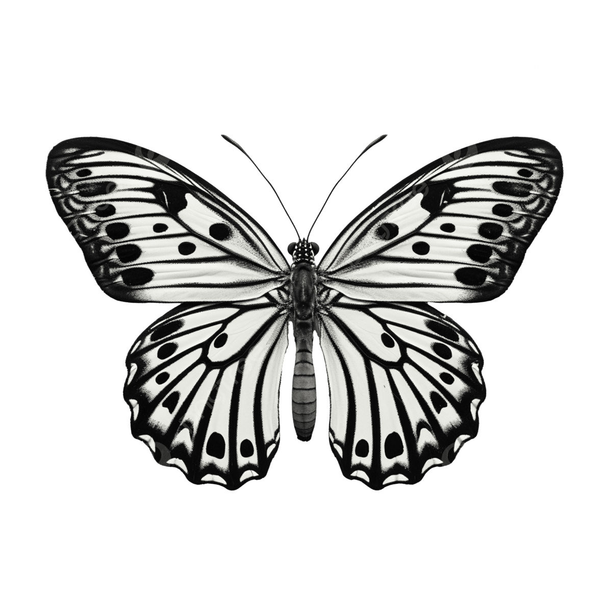 Butterfly black and white silhouette image clipart for