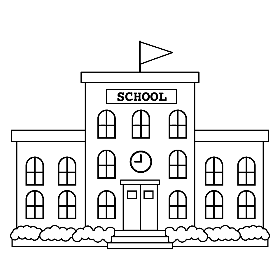 School build black and white pictures illustoon clipart 2