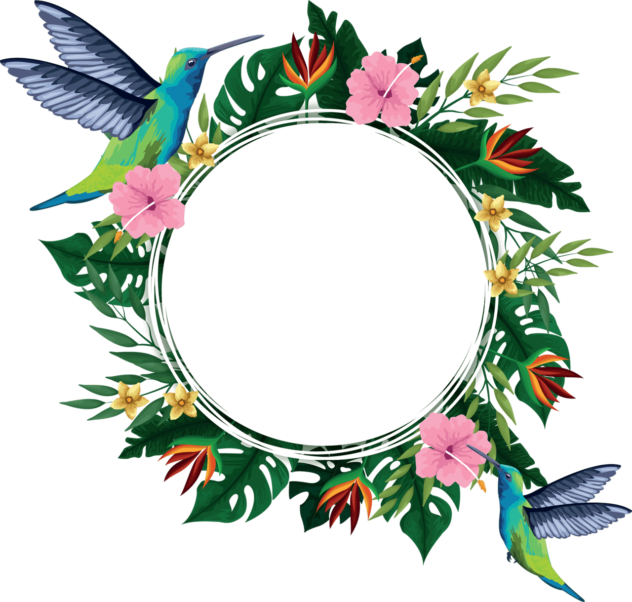 Circle flower photo frame clipart