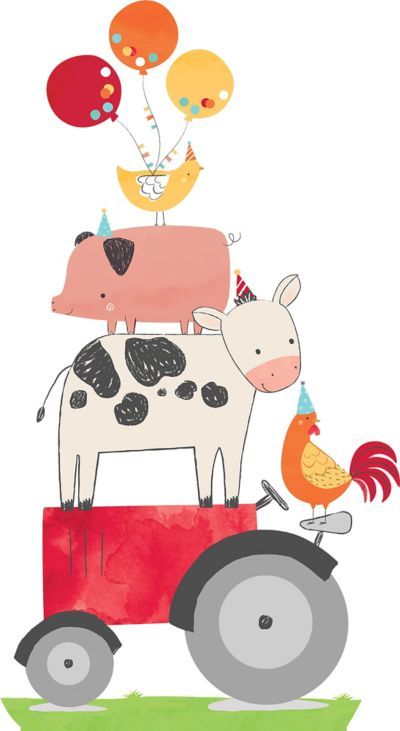 Tractor barnyard birthday cardboard cutout ft clipart logo