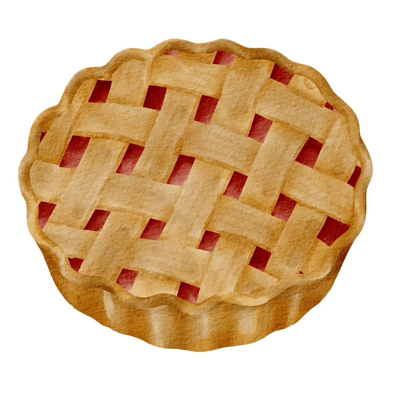 Watercolor pie strawberry fruit clipart vector