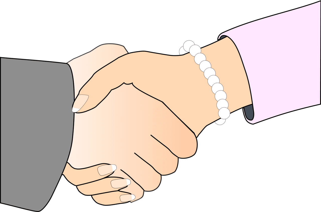 Handshake big image man and woman shaking hands clipart