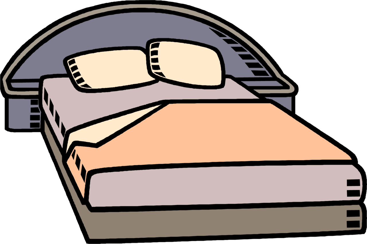Bedroom cartoon bed making clipart logo