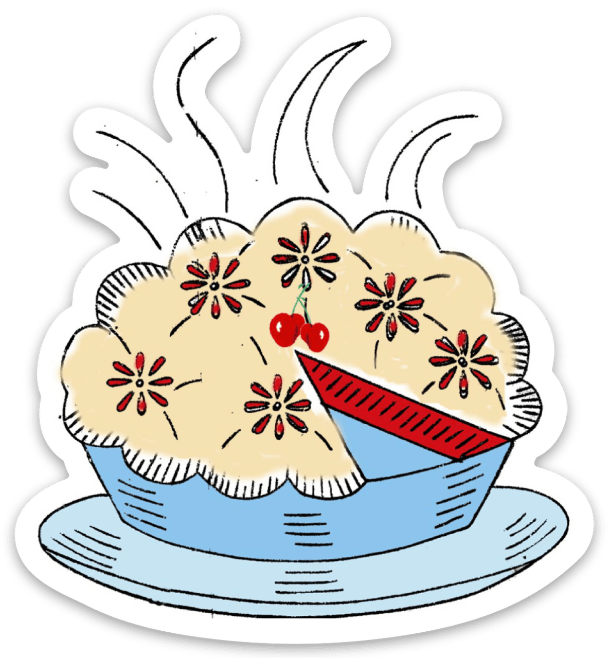 Heavenly cherry pie sticker red and white kitchen pany clipart image