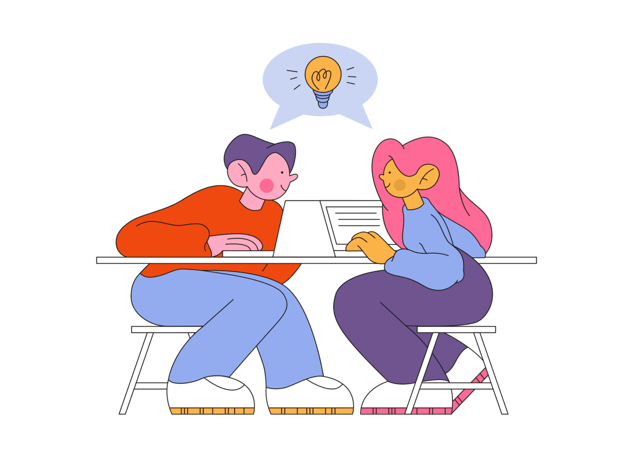 Teamwork seated man and woman do work analytics clipart clip art
