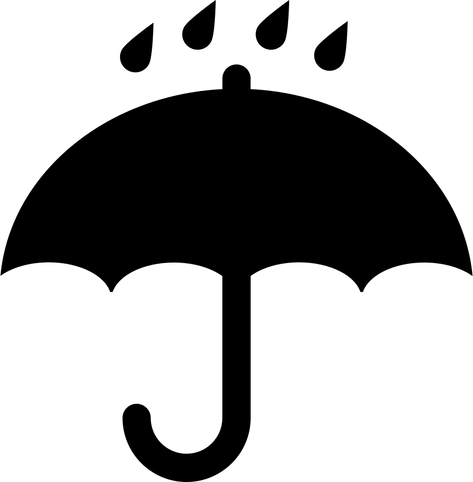 Black opened umbrella symbol with rain drops falling keep dry vector clipart 2