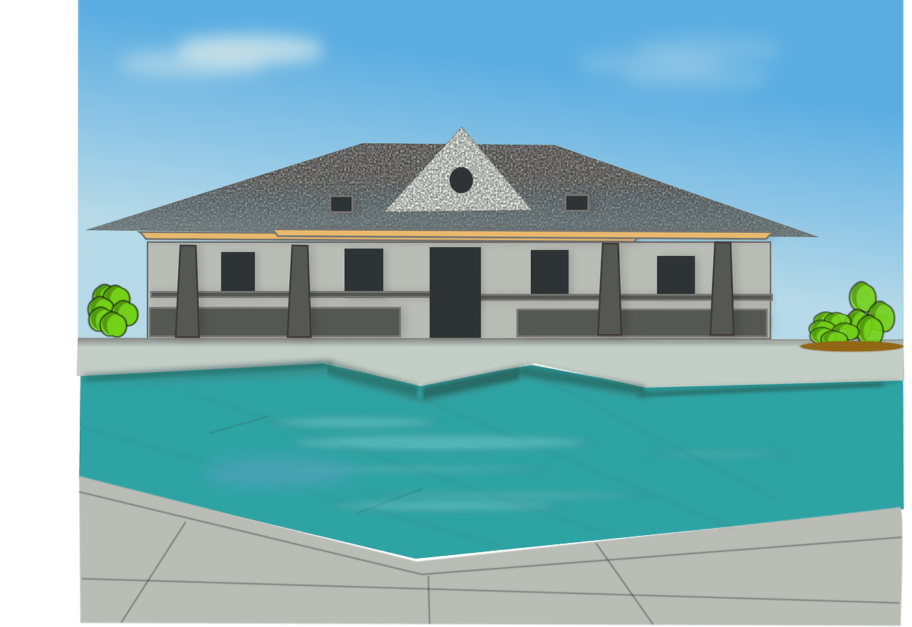 Villa pool swimming house home image from clipart