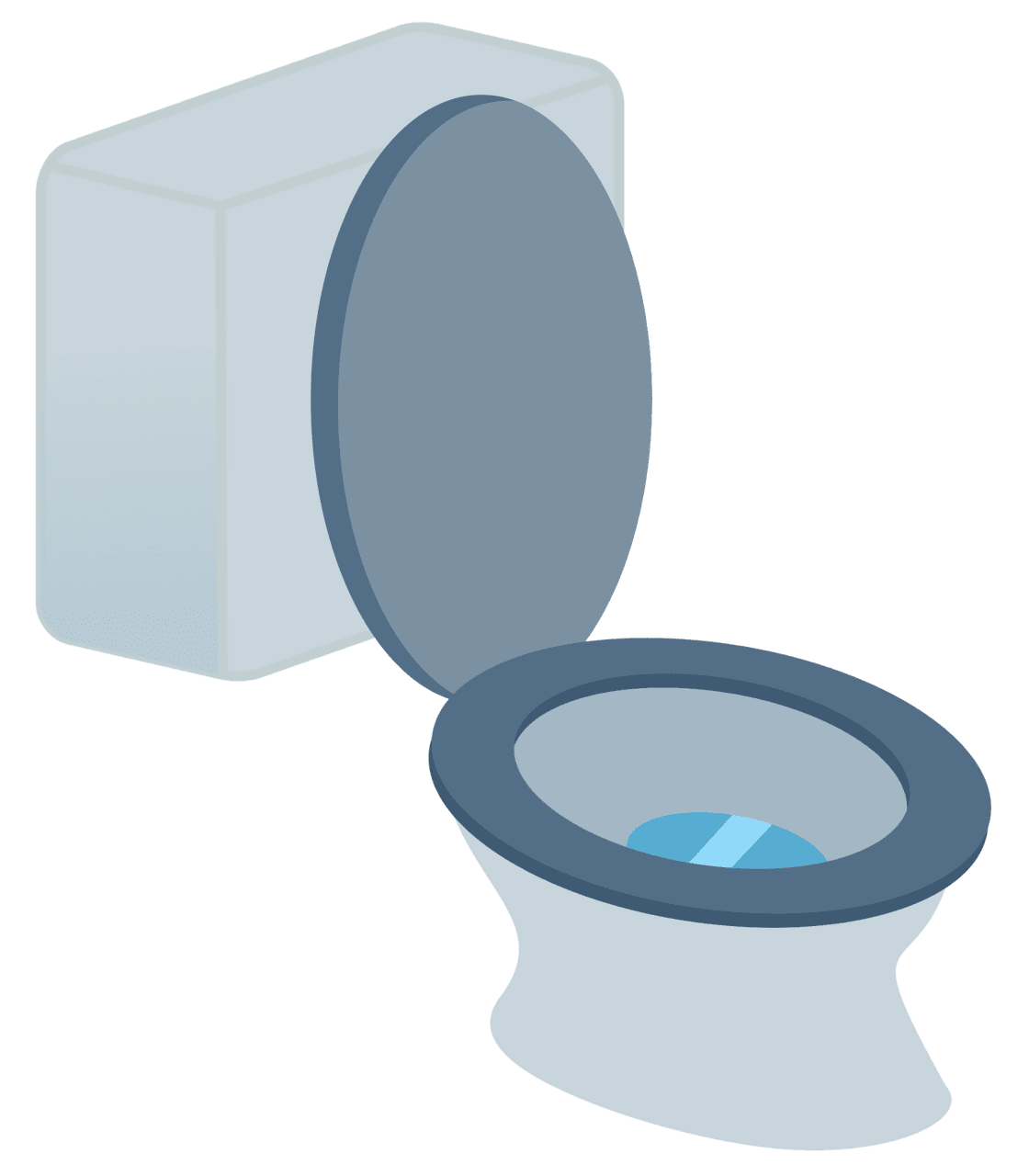 Blue toilet with the lid up clipart clip art