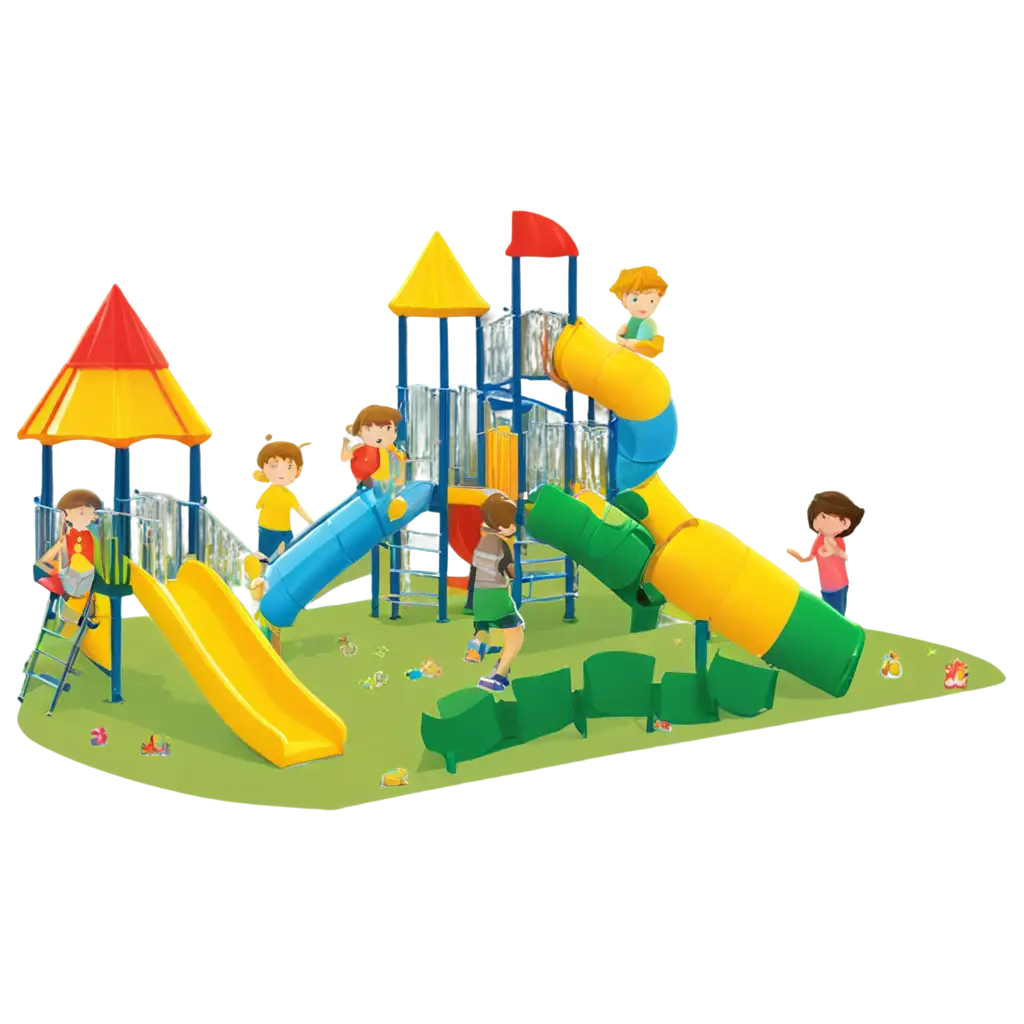 Vibrant children playing in playground clipart prompt background