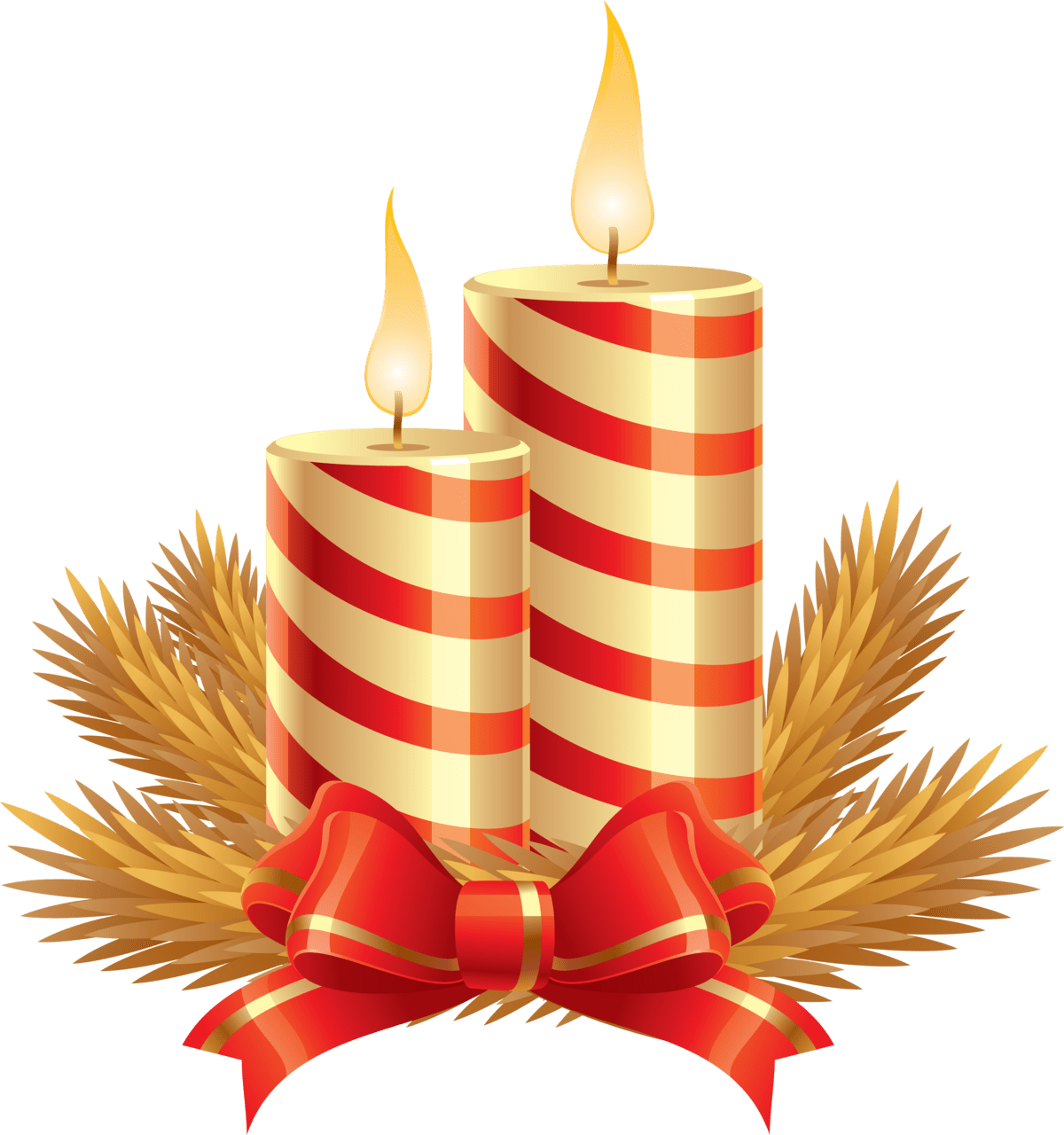 Striped christmas candle with tiny bow clipart picture
