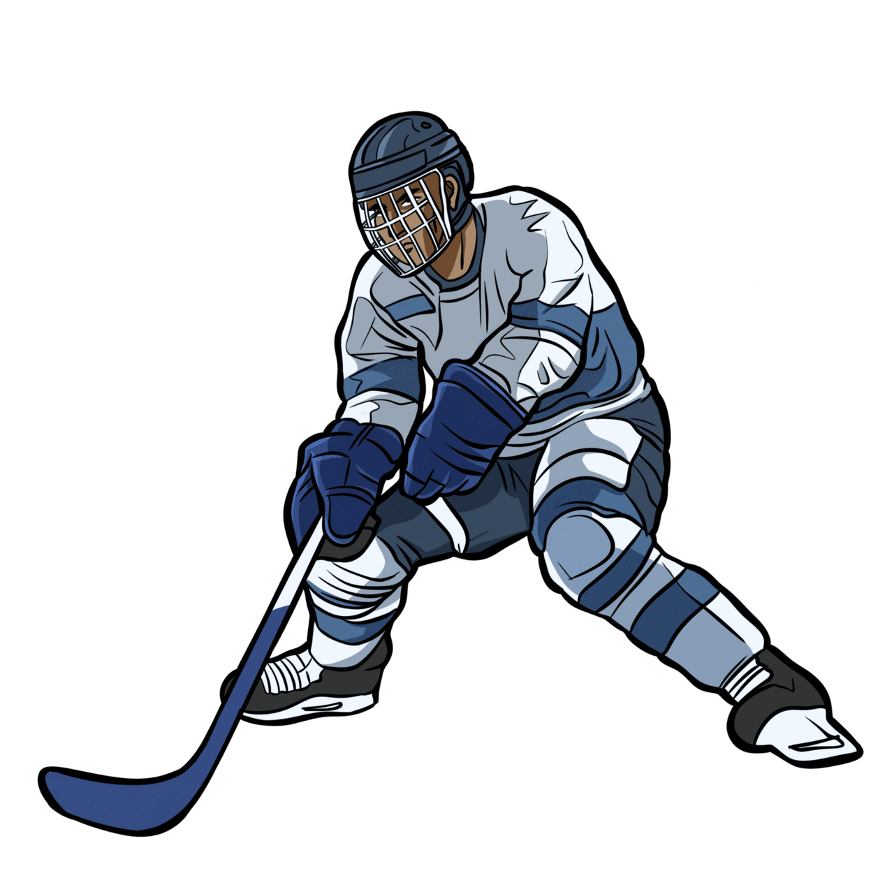 Ice hockey player action clipart image