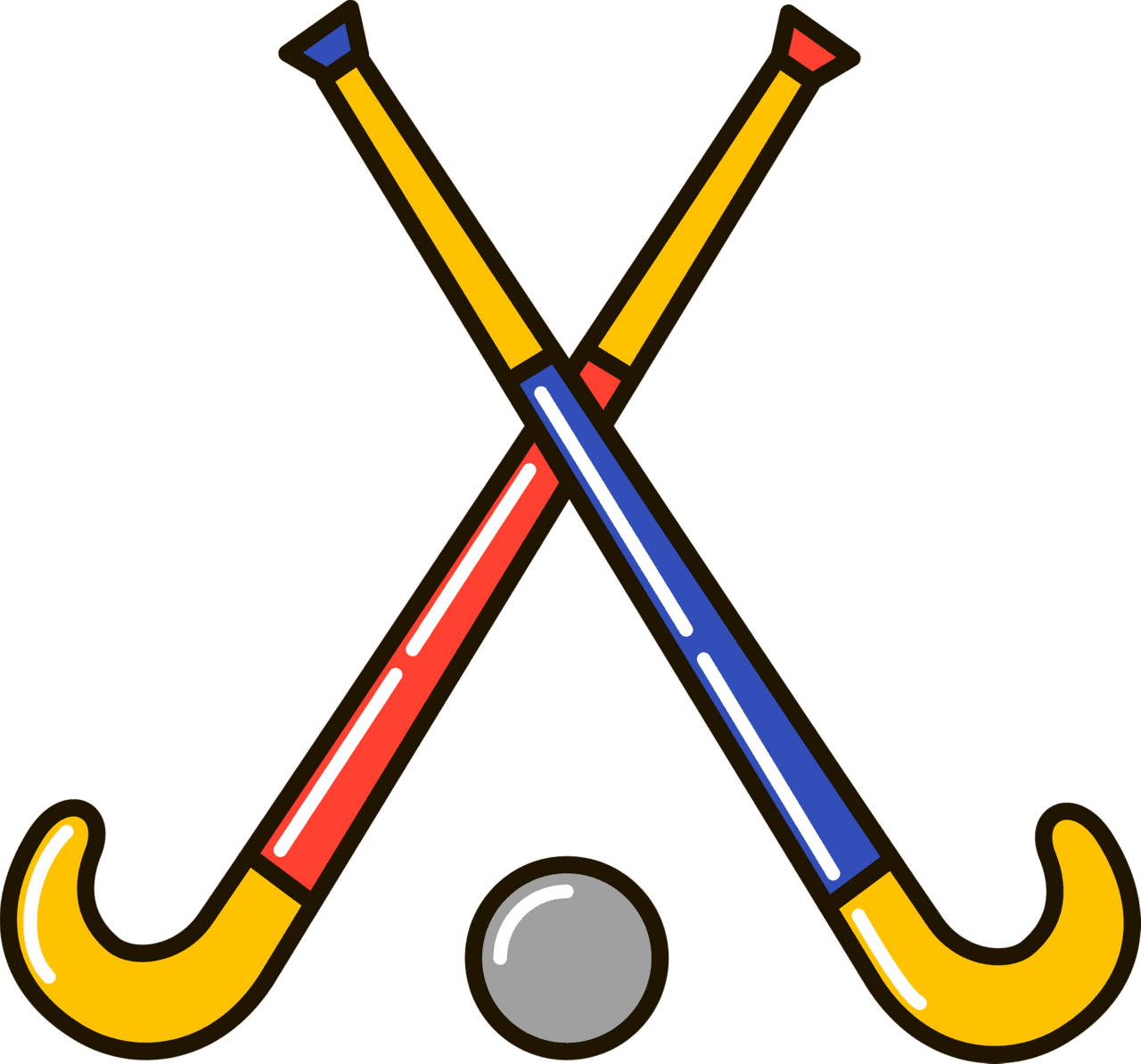 Field hockey stick and ball vector clipart images 2