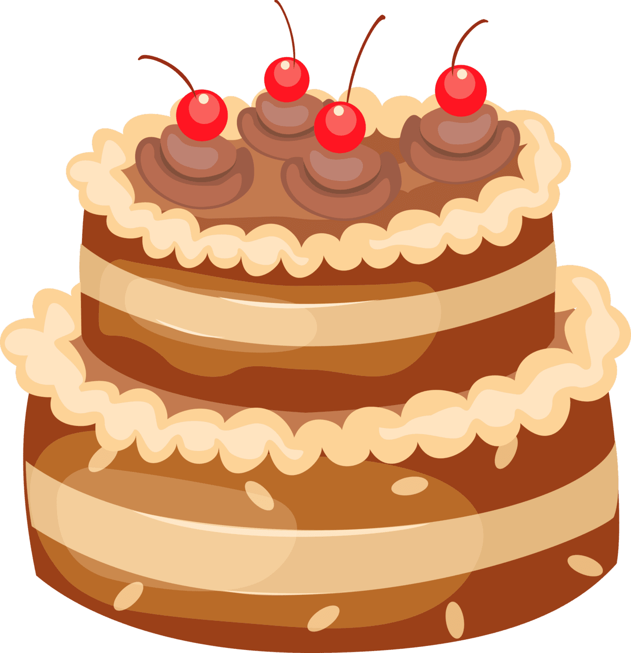 Cherry chocolate cake with cherries large clipart transparent