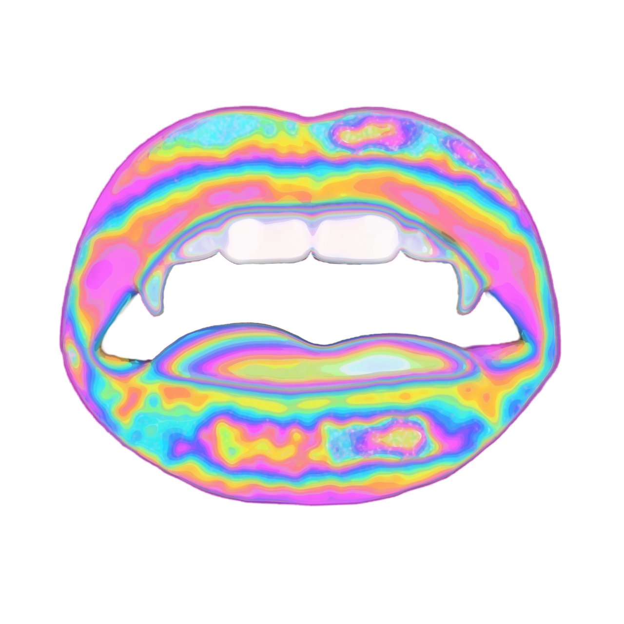 Lips vampire halloween teeth face holographic toedit clipart image